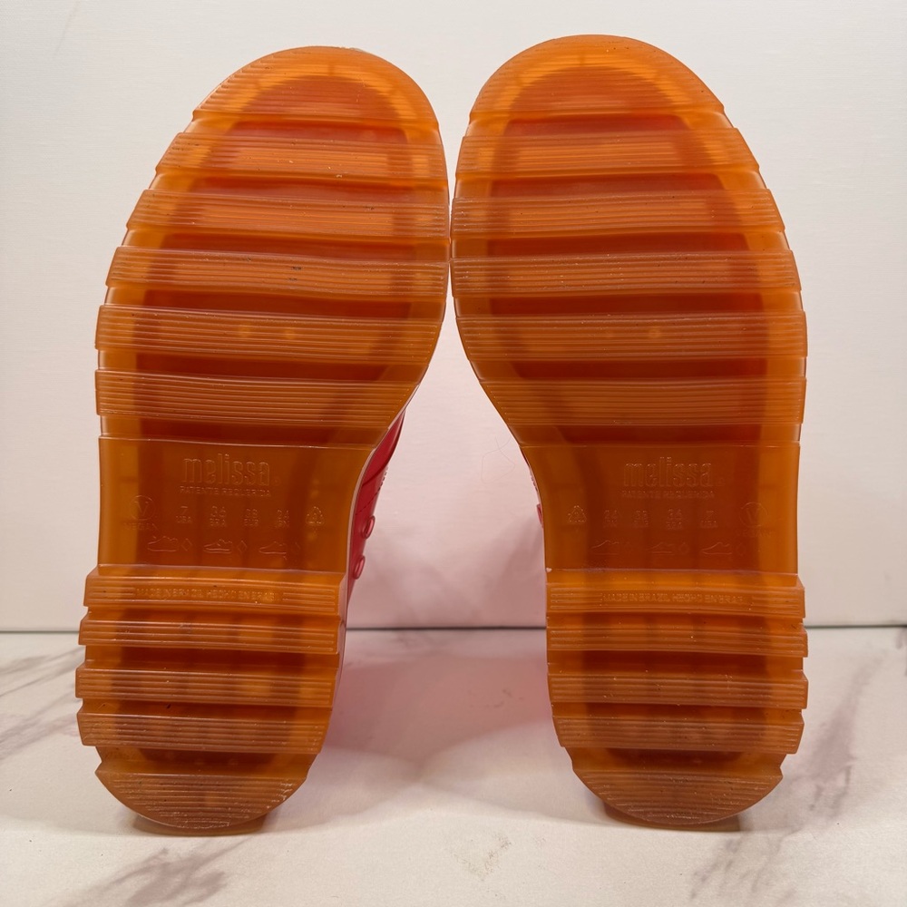 MELISSA Coturno Translucent Platform Lace Up Combat Boots HOT PINK-ORANGE / 7 US - Picture 13 of 14
